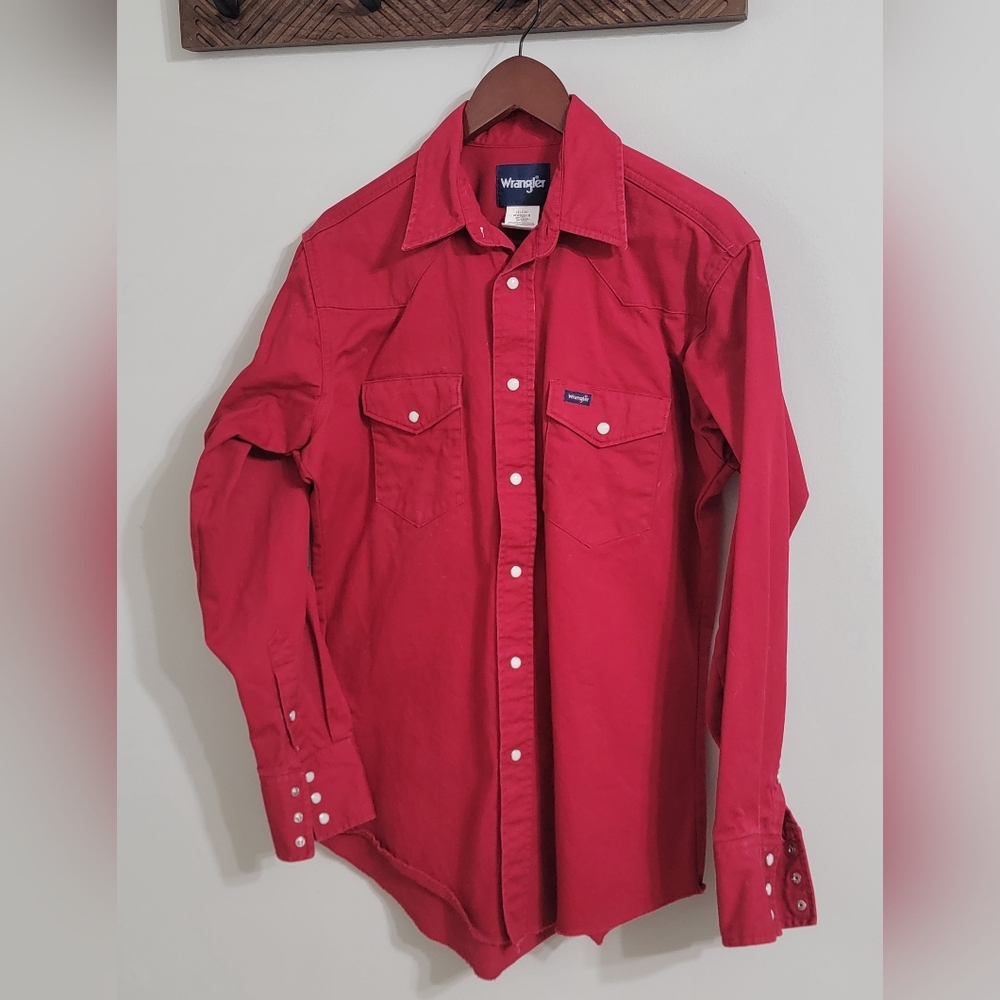 Wrangler Vintage Men's Denim Pearl Snap Brushpopper Size 15 1/2 X 33